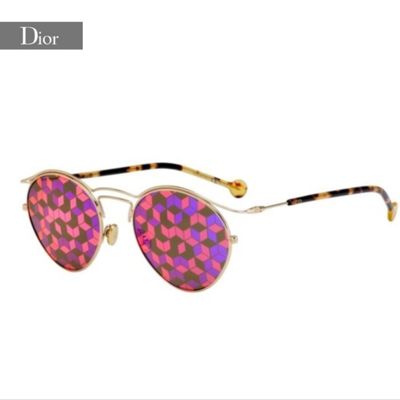 DIOR Origins 1 Psychedelic Round Gold Frames - Picture 1 of 6
